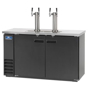 150-ADD60R2 61" Kegerator Beer Dispenser w/ (2) Keg Capacity - (2) Columns, Black, 115v