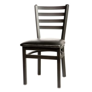 256-SL2160 Dining Chair w/ Ladder Back & Black Vinyl Seat - Steel Frame, Black