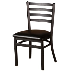 256-SL3160 Extra Large Dining Chair w/ Ladder Back & Black Vinyl Seat - Steel Frame, Black