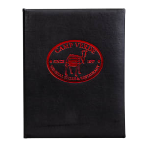 287-TAM2V85X11BLK Double Fold Menu Cover - 8 1/2" x 11", Soft Leather, Black