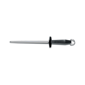 037-40581 10" Round Sharpening Steel w/ Fine Cut, Loose Ring, Black Handle
