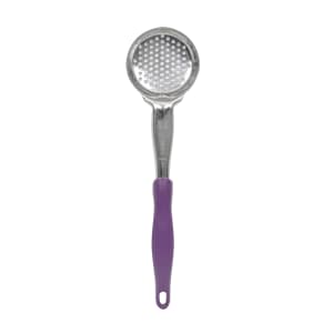 175-6432480 13" Perforated Spoodle w/ Purple Handle - Stainless Steel