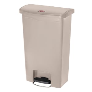 007-1883460 18 gal Rectangle Plastic Step Trash Can, 19 43/64" L x 12 15/64" W x 31 39/64" H, Beige