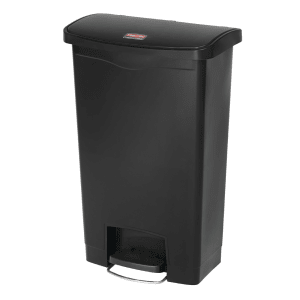 007-1883611 13 gal Rectangle Plastic Step Trash Can, 17 31/32" L x 11 31/64" W x 28 3/10" H, Black