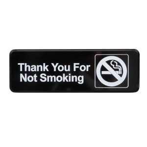 175-4521 Thank You for Not Smoking Sign - 3x9" White on Black