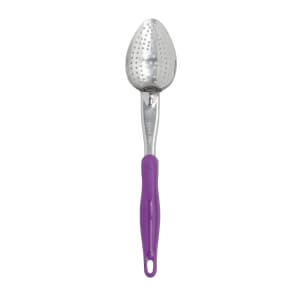175-6414280 14" Perforated Basting Spoon w/ Purple Ergonomic Handle - Stainless Steel