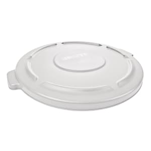 007-264560W Round Flat Top Trash Can Lid - Plastic, White
