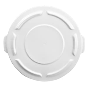 007-2609W Round Flat Top Trash Can Lid - Plastic, White