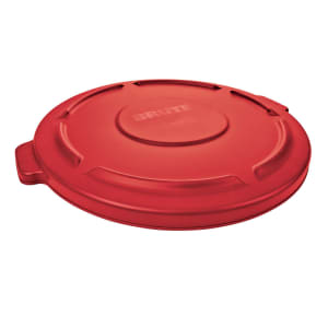007-2631R Round Flat Top Trash Can Lid - Plastic, Red