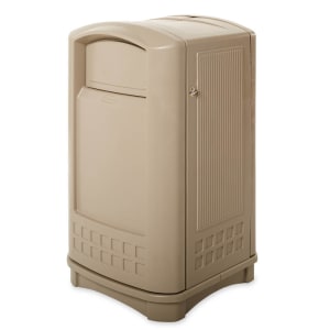 007-3964BE 50 gal Outdoor Decorative Trash Can - Plastic, Beige