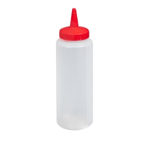 175-28081302 8 oz Squeeze Dispenser - Red Cap, Clear
