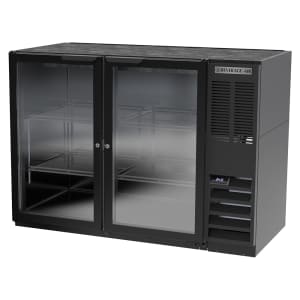 118-BB48HC1GB 48" Bar Refrigerator - 2 Swinging Glass Doors, Black, 115v