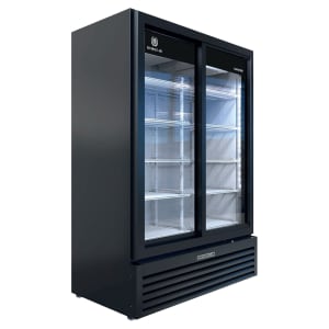 118-MT531SDB 54 1/4" Marketeer™ Two Section Glass Door Merchandiser - (2) Sliding Doors, Bla...