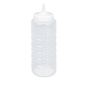 175-493213 32 oz Squeeze Bottle Dispenser - Wide Mouth, Clear with Clear Cap