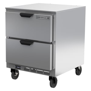 Beverage-Air UCR20HC-24 Double Stacked 20 Shallow Depth Undercounter  Refrigerator with Left Hinged Doors and 6 Casters