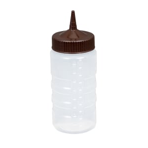 175-49161301 16 oz Squeeze Bottle Dispenser - Wide Mouth, Clear with Brown Cap