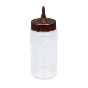 175-49161301 16 oz Squeeze Bottle Dispenser - Wide Mouth, Clear with Brown Cap