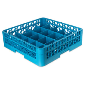 028-RC20114 OptiClean™ Glass Rack w/ (20) Compartments - (1) Extender, Blue