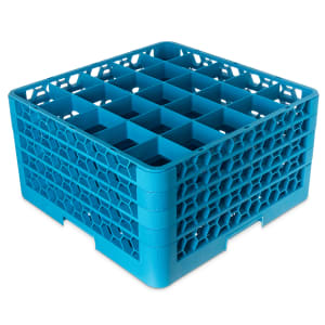 028-RG25414 OptiClean™ Glass Rack w/ (25) Compartments - (4) Extenders, Blue