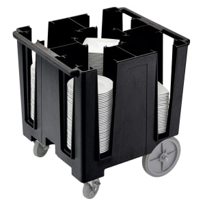 144-DCS950110 30 1/2" Mobile Dish Caddy w/ (5) Columns - Plastic, Black