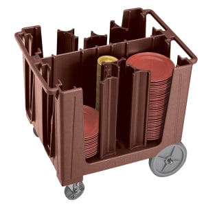 144-ADCS131 37 7/8" Mobile Dish Caddy w/ (6) Columns - Plastic, Dark Brown