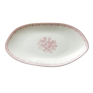324-L6703052342 9 3/4" Irregular Oval Lancaster Garden™ Plate - Porcelain, Pink Floral Desig...