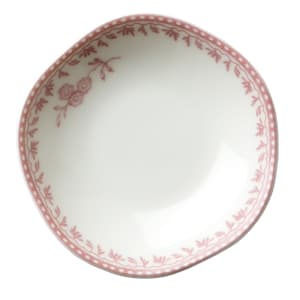 324-L6703052942 1 oz Irregular Round Lancaster Garden™ Sauce Dish - Porcelain, Pink Floral Design