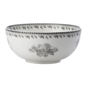324-L6703068730 7 oz Irregular Round Lancaster Garden™ Bowl - Porcelain, Grey Floral Design