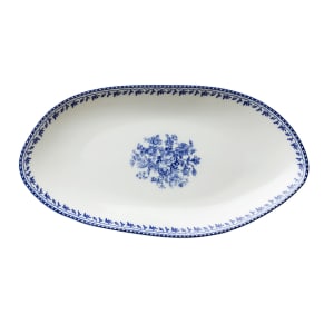 324-L6703061342 9 3/4" Irregular Oval Lancaster Garden™ Plate - Porcelain, Blue Floral Desig...