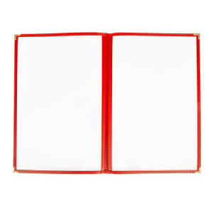 287-TED8514DS03 Double Pocket Vinyl Menu Cover, 8 1/2"W x 14"H, Red Leatherette
