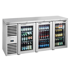 598-TBR72RISZ1LSGGG1 72" Bar Refrigerator - Swinging Glass Doors, Stainless, 115v
