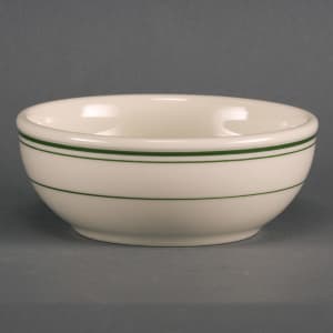 179-1941 11 oz Round Nappy Bowl - China, White w/ Green Band