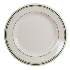 179-2001 5 3/8" Round Plate - China, White w/ Green Band 