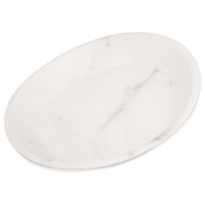 028-5310137 10" Oblong Melamine Dinner Plate, White Marble
