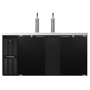 160-KC69N 69" Kegerator Beer Dispenser w/ (3) Keg Capacity - (2) Columns, Black, 115v