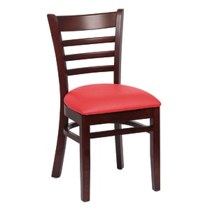 203-ROY8001WRED Side Chair w/ Ladder Back & Red Vinyl Seat - Beechwood Frame, Walnut Finish