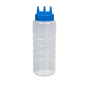 175-33321344 32 oz Squeeze Dispenser - Wide Mouth, Blue Cap, Clear