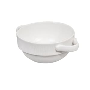 893-WHBALH141 13 3/10 oz Round Bamboo Bowl - Ceramic, White