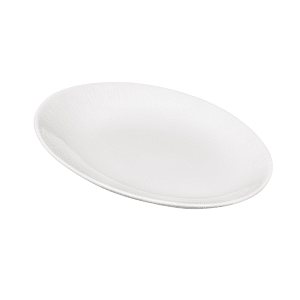 893-WHBALO101 Oval Bamboo Plate - 9 1/2" x 7 1/2", Ceramic, White