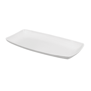893-WHBALO111 11 3/4" x 6" Rectangular Bamboo Plate - Ceramic, White