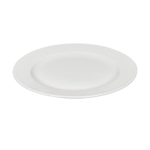 893-WHBALP111 12" Round Bamboo Plate - Ceramic, White