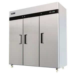 338-C3F 77" Three Section Reach In Freezer, (3) Solid Doors, 115/208-230v/1ph