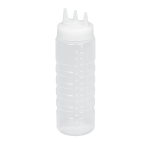 24 oz Clear Plastic Squeeze Bottle with White Tri Tip Top