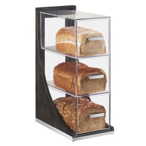 151-381587 3 Tier Vertical Bread Case w/ Wood Frame & Clear Acrylic Body, Dark Gray