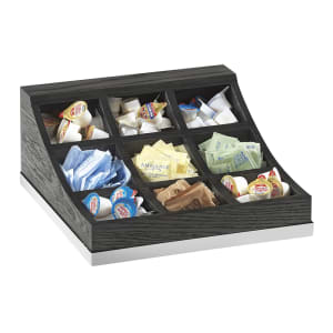 151-380187 Condiment Organizer w/ (9) Bins - 13" x 13 3/8" x 6 1/8" - Oak, Dark Gray