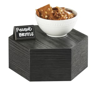 151-435587 12" Hexagon Display Riser - 5"H, Oak, Black