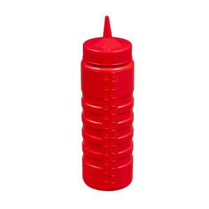175-492402 24 oz Squeeze Bottle Dispenser - Wide Mouth, Red with Red Cap