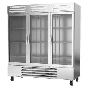 118-RB72HC1G 75" Three Section Reach In Refrigerator, (3) Left/Right Hinge Glass Doors, 115v