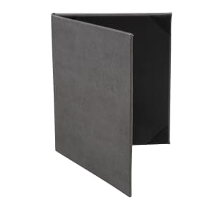 287-TAM2V85X11GRAY Double Fold Menu Cover - 8 1/2" x 11", Soft Leather, Gray