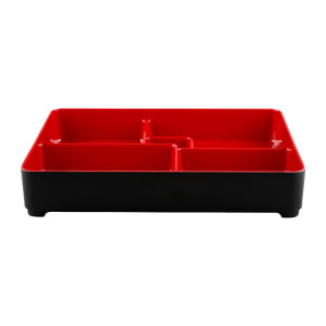 701-JW11852TBR Karma Bento Box - 10 3/4" x 8 3/8", Melamine, Black/Red